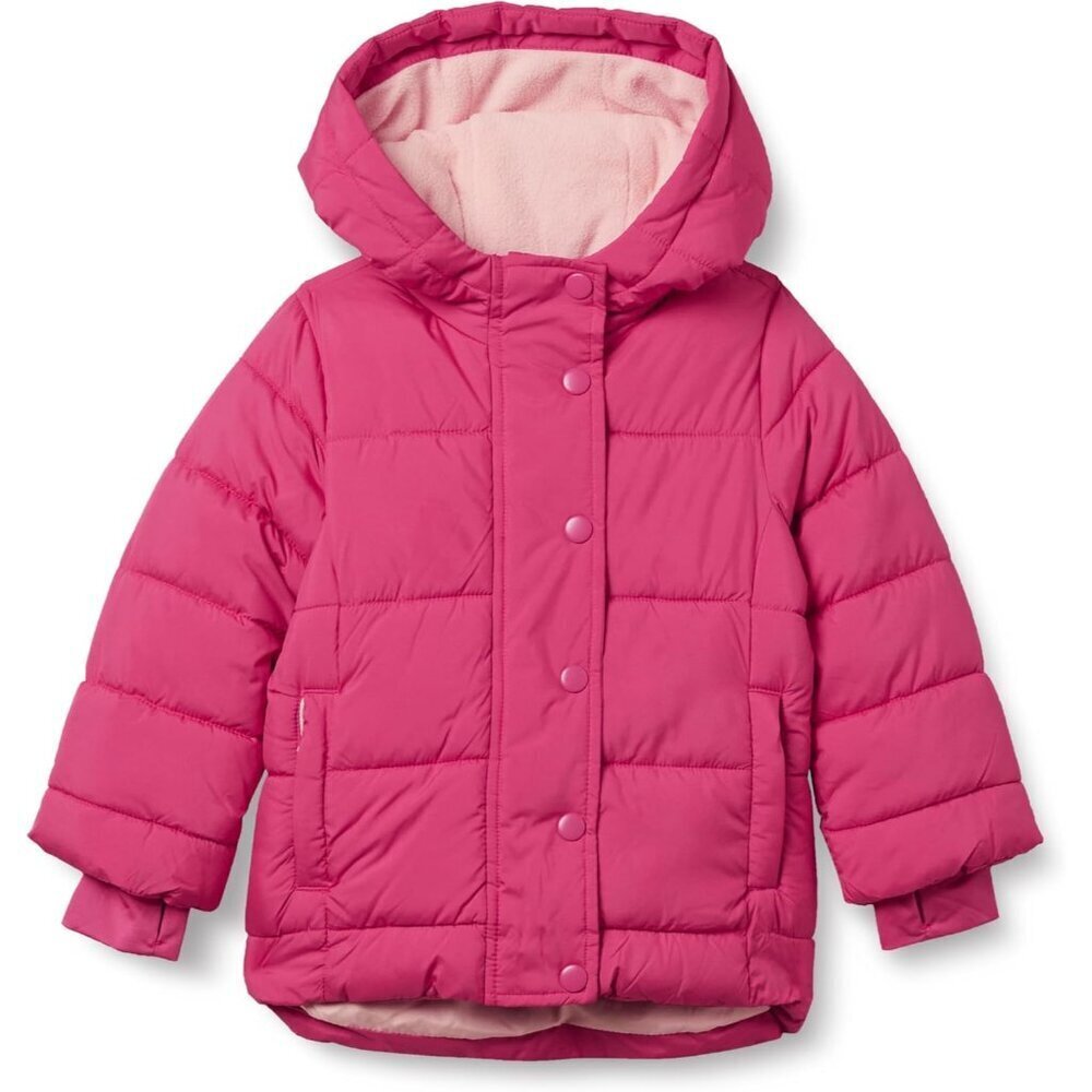 Girls Heavyweight Hooded Puffer Coat, Water-Resistant